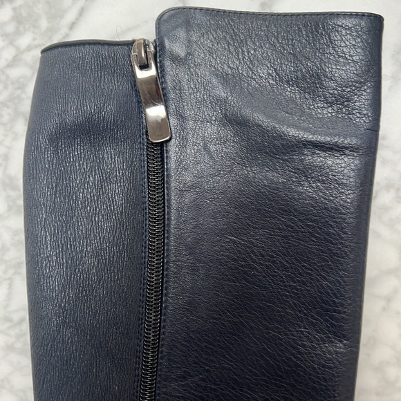 VC Signature Navy Stretch Leather Knee High Boots. 7 - Picture 2 of 10